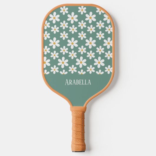 Minimale Blauwe en Witte Daisies Gepersonaliseerde Pickleball Paddle (Voorkant)