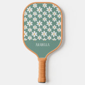 Minimale Blauwe en Witte Daisies Gepersonaliseerde Pickleball Paddle (Achterkant)