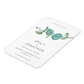 Minimale blauwe eucalyptusbladeren sparen de datum magneet (Linkerzijde)