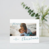 Minimale blauwe foto Moderne kerst (Staand voorkant)