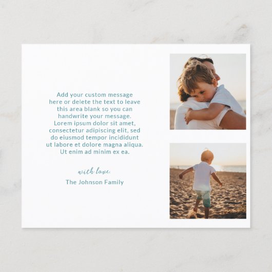 Minimale blauwe foto Moderne kerst (Achterkant)