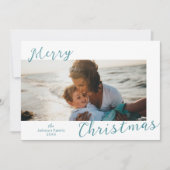 Minimale blauwe foto Moderne kerst Feestdagenkaart (Voorkant)