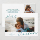 Minimale blauwe foto Moderne kerst Feestdagenkaart (Voorkant / Achterkant)