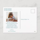 Minimale blauwe foto Moderne kerst Feestdagenkaart (Achterkant)