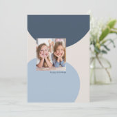 Minimale Blauwe Foto Platte Kerstkaart (Staand voorkant)
