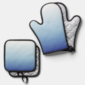 Minimale Blauwe Gradiënt Achtergrond Ovenwant & Pannenlap Set (Voorkant / Achterkant)