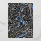 Minimale blauwe grijze golven Abstracte bruiloft z Folie Uitnodiging (Achterkant)