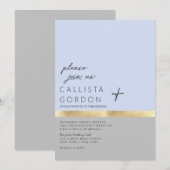 Minimale blauwe grijze gouden kleurenblokbruiloft kaart (Voorkant / Achterkant)