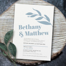 Minimale blauwe grijze witte olijfbladeren bruilof