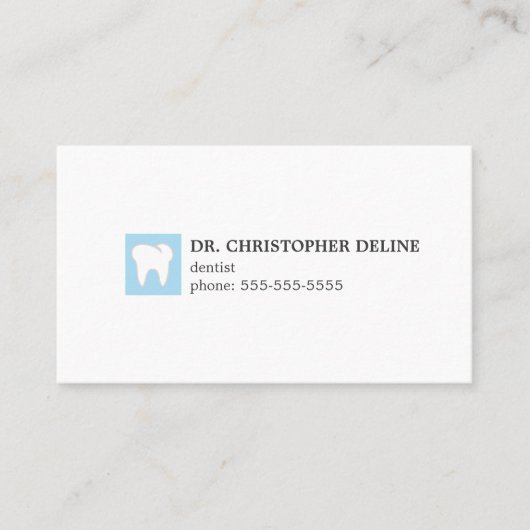 Minimale blauwe grijze witte tanden visitekaartje (Voorkant)