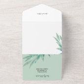 Minimale Blauwe Groene Botanische Waterverf All In One Uitnodiging (Buitenkant)