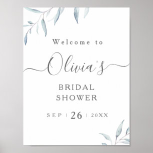 Minimale blauwe groene bruidsshower welkomstbord poster