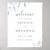 Minimale blauwe groene rustige bruiloft-welkomstbo poster (Voorkant)