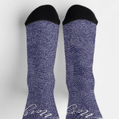 Minimale blauwe handtekening Vergroente kerstfeest Sokken (Top)