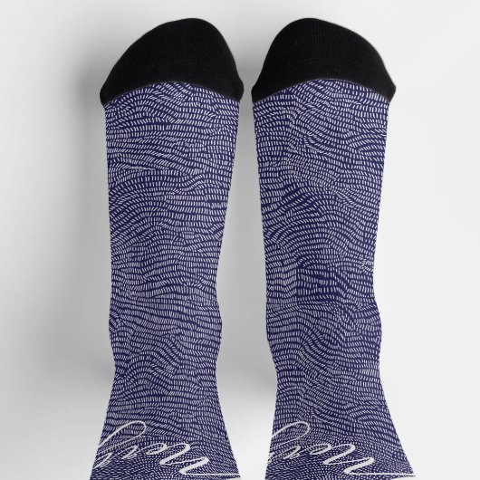 Minimale blauwe handtekening Vergroente kerstfeest Sokken (Top)