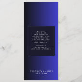 Minimale blauwe huwelijksmenu kaart (Achterkant)