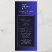 Minimale blauwe huwelijksmenu kaart (Voorkant)