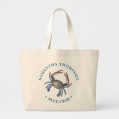 Minimale blauwe krab Eenvoudige Nautical Blue Crab Grote Tote Bag (Voorkant)