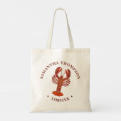 Minimale blauwe krab Simple Nautical Red Lobster Tote Bag (Achterkant)