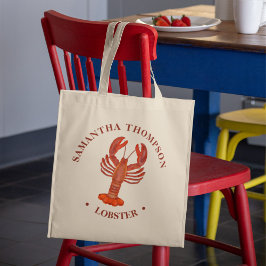 Minimale blauwe krab Simple Nautical Red Lobster Tote Bag