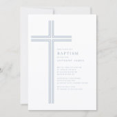Minimale blauwe kruis doopuitnodiging kaart (Voorkant)
