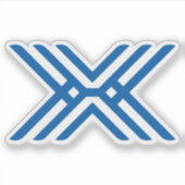 Minimale Blauwe lijn Letter X Monogram Sticker (Voorkant)