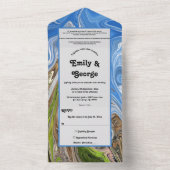 Minimale Blauwe Lucht Groene Aardetoon Abstracte T All In One Uitnodiging (Binnen)