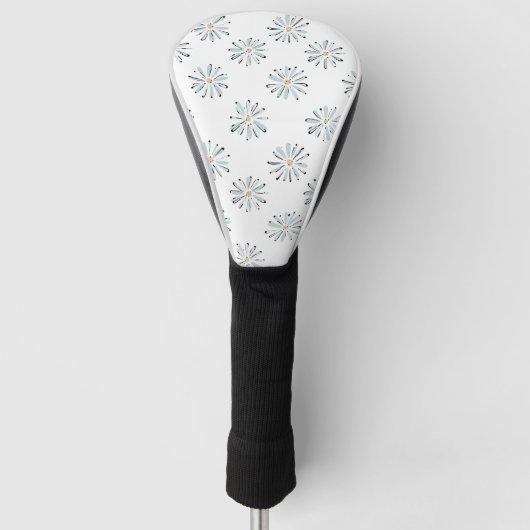 Minimale Blauwe Madeliefjes Bloem Golfheadcover (Voorkant)