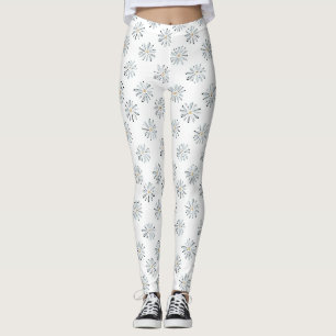 Minimale Blauwe Madeliefjes Bloem Leggings