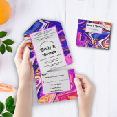 Minimale blauwe Mauve Oranje Galaxy Abstracte brui All In One Uitnodiging