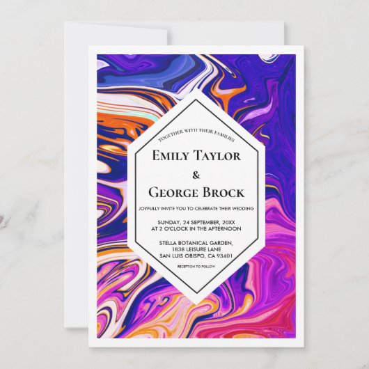 Minimale blauwe Mauve Oranje Galaxy Abstracte brui Kaart (Voorkant)