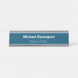 Minimale blauwe Notaris Public Professional Bureau Naambordje