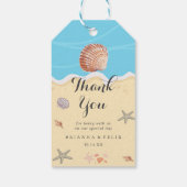 Minimale Blauwe Oceaan Zomer Bruiloft Cadeaulabel (Achterkant)