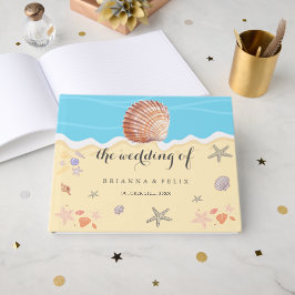 Minimale Blauwe Oceaan Zomer Bruiloft Gastenboek