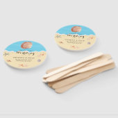 Minimale Blauwe Oceaan Zomer Bruiloft Handwaaier (Niet-gemonteerd)