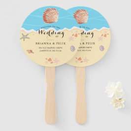 Minimale Blauwe Oceaan Zomer Bruiloft Handwaaier