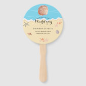 Minimale Blauwe Oceaan Zomer Bruiloft Handwaaier (Voorkant)