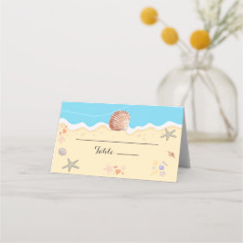 Minimale Blauwe Oceaan Zomer Bruiloft Plaatskaartje