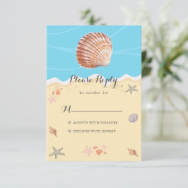 Minimale Blauwe Oceaan Zomer Bruiloft RSVP Kaartje
