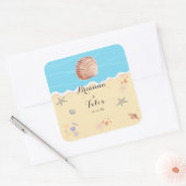 Minimale Blauwe Oceaan Zomer Bruiloft Vierkante Sticker (Envelop)