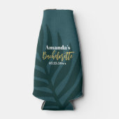 Minimale Blauwe Palm Leaf Bachelorette Fles Flesjeskoeler (Voorkant)