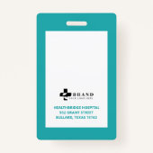 Minimale blauwe rand Lijst Medische foto-ID & Logo Badge (Achterkant)