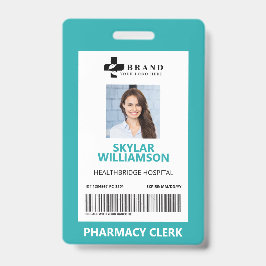 Minimale blauwe randframe medische foto-ID en logo Badge
