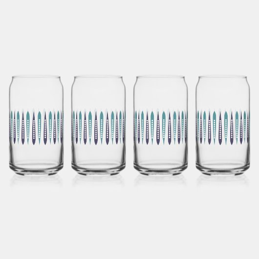 Minimale blauwe retro geïnspireerd blikvorm glas (Achterkant)