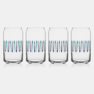 Minimale blauwe retro geïnspireerd blikvorm glas