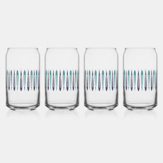 Minimale blauwe retro geïnspireerd blikvorm glas