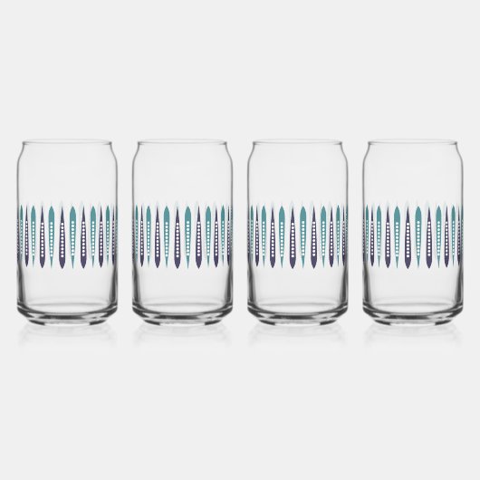 Minimale blauwe retro geïnspireerd blikvorm glas (Voorkant)