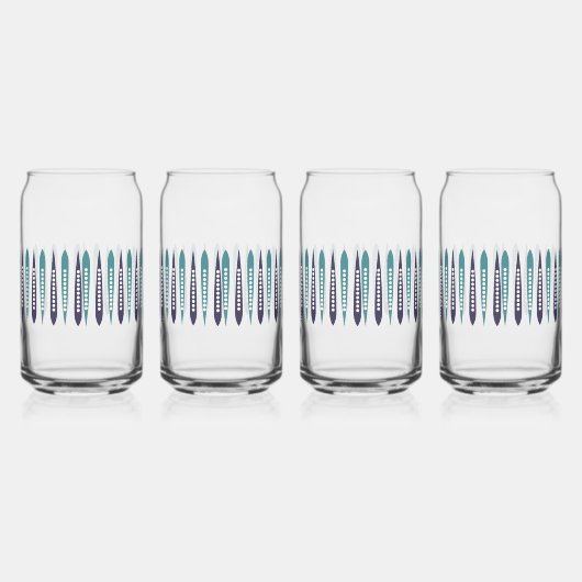 Minimale blauwe retro geïnspireerd blikvorm glas (Links)