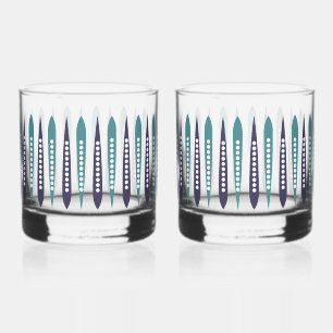 Minimale blauwe retro geïnspireerd whisky glas