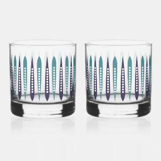 Minimale blauwe retro geïnspireerd whisky glas
